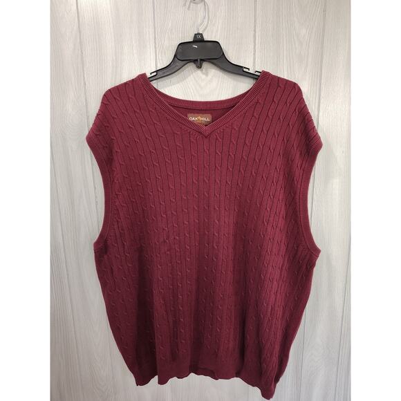 Men's Oak Hill Cable Knit Sweater Size 2xl Burgundy Preppy Church Office Comfort - Picture 1 of 8